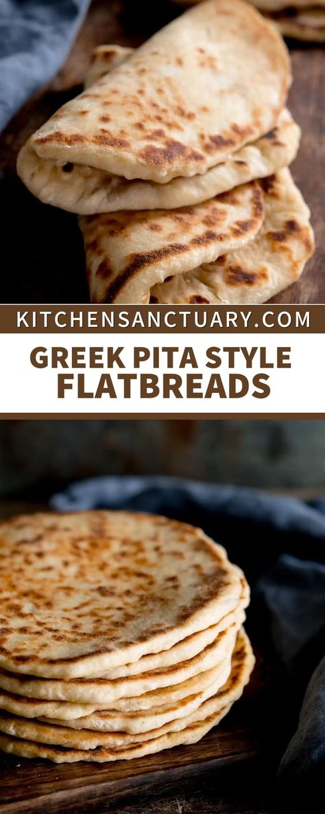 Flatbread Pita Recipes, Sourdough Gyro Bread, Greek Souvlaki Pita, How To Make Gyro Bread, Pita Bread Recipe With Yogurt, Yeast Flatbread Recipes, Gyros Pita Recipe, Souvlaki Pita Recipe, Best Pita Bread