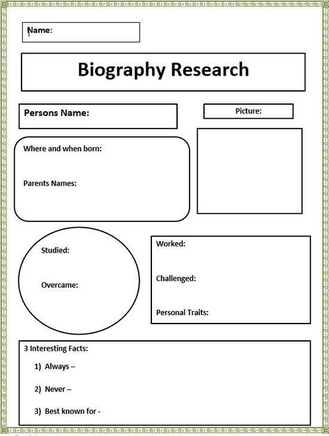 Short Biography Research Graphic Organizer Middle School Biography Project, Biography Graphic Organizer Free, Biography Report Template, Research Graphic Organizer, Autobiography Template, History Graphic Organizers, Biography Graphic Organizer, Biography Book Report, Biography Report