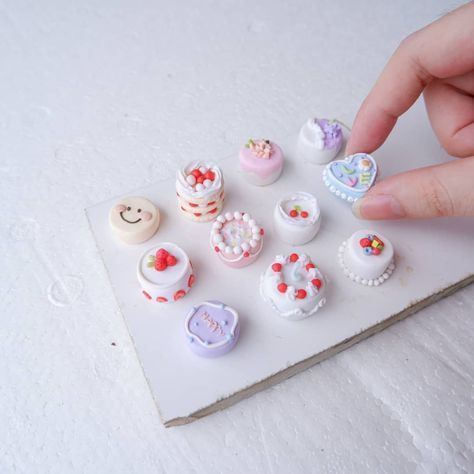 Tiny Cakes 🎂 🍓 Who's birthday is around the corner 🙋‍♀️ DM to customise your own cake 🌷 . . . . . #polymerclaycharms #polymerclay #clay… | Instagram Polymer Clay Birthday Cake, Clay Cake Ideas, Foodie Aesthetic, Polymer Clay Cake, Tiny Cakes, Aesthetic Collection, Handmade Things, Cake Craft, Clay Crafts Air Dry