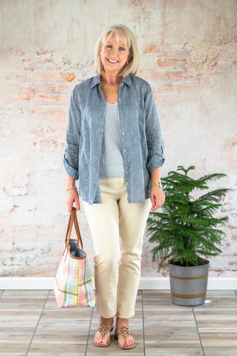 5 Ways to Wear Natural Colored Jeans - Dressed for My Day Florida Clothes, Dressed For My Day, Stylish Outfits For Women Over 50, Casual Summer Outfits For Women, Over 60 Fashion, Summer Wardrobe Essentials, Coastal Grandmother, Denim Wear, Fall Outfit Ideas