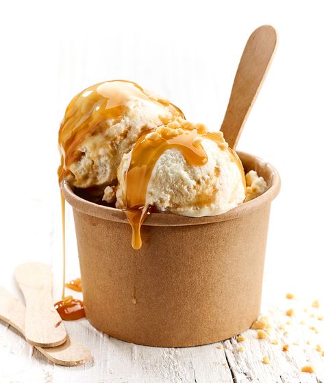 Ice Cream on Behance Soy Milk Ice Cream, Scoops Of Ice Cream, Ice Cream Photography, Ice Cream Business, Caramel Drizzle, Making Homemade Ice Cream, Caramel Ice Cream, Milk Ice Cream, Ice Cream Photos