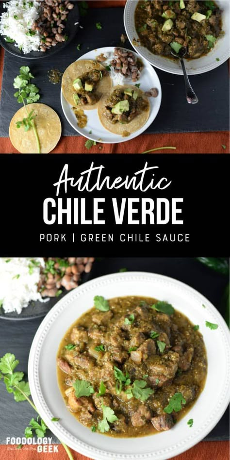 Authentic Chile Verde, Easy Recipe With Chicken, Green Chili Verde, Chile Verde Sauce, Chile Verde Recipe, Pork Green Chile, Chile Verde Pork, Pork Green Chili, Chili Verde Recipe