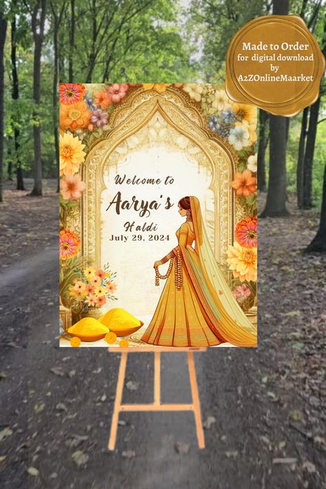 A2ZOnlineMaarket - Etsy Haldi Entrance Board, Haldi Welcome Board Ideas, Sangeet Signage, Haldi Welcome Board, Wedding Name Board, Wedding Signage Template, Hindu Wedding Decorations, Wedding Welcome Board, Welcome Boards