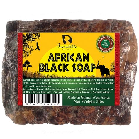 no.1 Best Quality African Black Soap - Bulk 5lb Raw Organic Soap for Acne, Dry Skin, Rashes, Burns, Scar Removal, Face and Body Wash, Authentic Beauty Bar From Ghana West Africa - Incredible By Nature >>> See this great product. Burn Scar Removal, Unrefined Shea Butter, African Black Soap, Acne Scar Removal, Palm Kernel Oil, Scar Removal, Black Soap, Skin Discoloration, Organic Soap