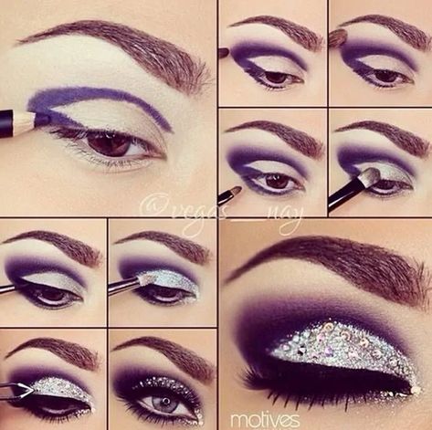 Khol Eyeliner, Make Up Designs, Dance Makeup, Smink Inspiration, Makijaż Smokey Eye, Makeup Tutorial For Beginners, Glitter Eyes, Eyeshadow Tutorial, Glitter Makeup