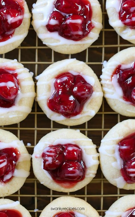 Lemonade Cookies, Cherry Pie Cookies, Cherry Pie Filling Recipes, Cookies Monster, Almond Sugar Cookies, Hoppin John, Canning Cherry Pie Filling, Pie Filling Recipes, Thumbprint Cookies Recipe