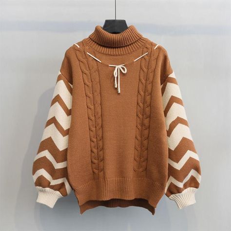 Pullover knitted Sweater SD00954 Winter Turtleneck, Kawaii Harajuku, Winter Pullover, Thanksgiving Outfit, Pullover Sweater Women, Knitted Pullover Sweaters, Anime Inspired, Lantern Sleeves, Knitted Sweater