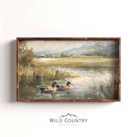 Mallard Duck Pond Poster, Vintage Duck Oil Painting, Countryside Print, Rustic Cabin Decor, Bird Hunter Gift, Mallard Duck Nursery Art Print - Etsy Duck Themed Bedroom, Vintage Mallard Duck Nursery, Mallard Duck Decor, Vintage Duck Nursery Theme, Duck Hunting Themed Nursery, Hunting House Decor, Duck Room Decor, Vintage Duck Nursery, Mallard Nursery