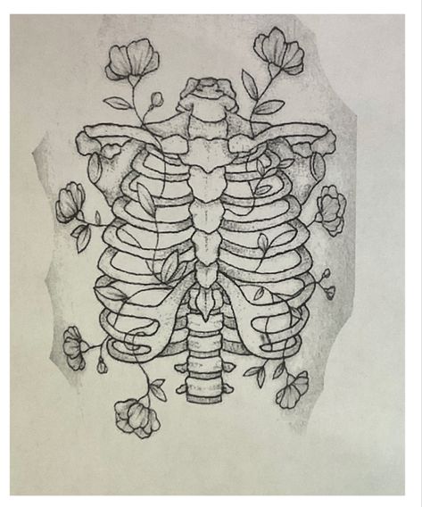 Rib Cage Drawing, Tattoo Ribcage, Witchy Tattoos, Henna Ink, Gothic Tattoos, Small Chest Tattoos, Skeleton Tattoo, Armband Tattoos, Ribcage Tattoo