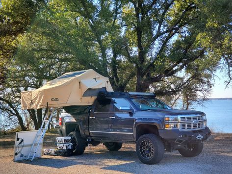 Chevy Silverado Overland Truck, Overland Silverado, Silverado Overland, Champions Of The World, Overland Truck, Truck Camping, Camping Equipment, Gmc Sierra, Gmc Trucks