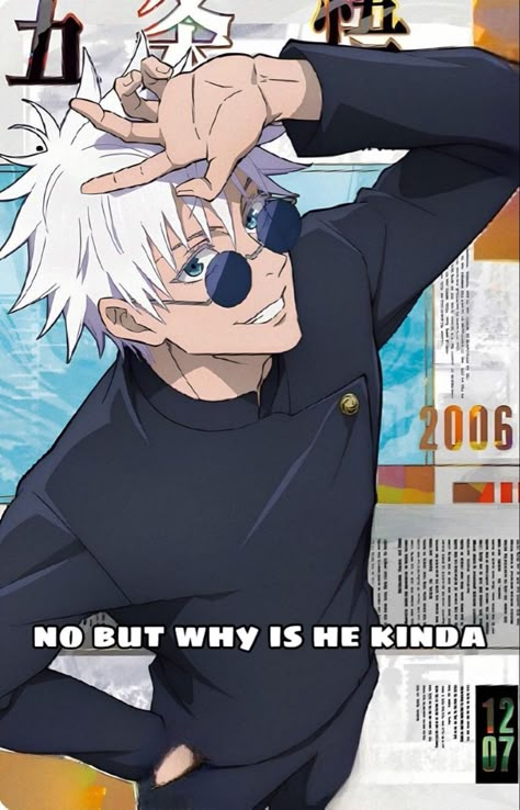 <33333 Ju Jitsu, Face Card, Gojo Satoru, I'm A Simp, New Generation, Anime Background, White Hair, Anime Character, No. 2