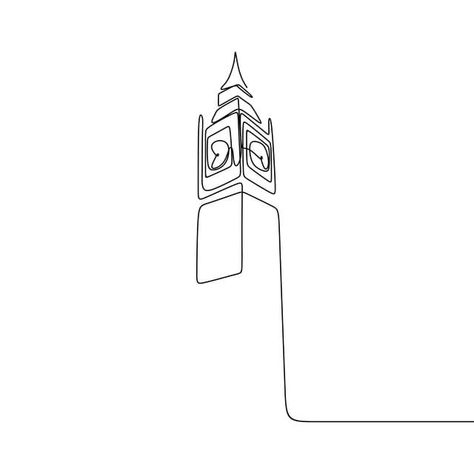 London Line Art, London Line Drawing, Clock Line Art, Line Art Building, Big Ben Tattoo, London Parliament, Building Line Art, City Line Art, Lock Drawing