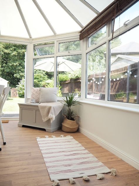 Transforming an unused conservatory with DIY Shutters* | Dove Cottage Conservatory Decor Ideas Uk, Conservatory Decor Ideas, Small Conservatory Furniture, Conservatory Dining Room Ideas, Conservatory Interiors Ideas, Conservatory Ideas Interior Decor, Conservatory Ideas Interior, Conservatory Extension Ideas, Conservatory Bedroom