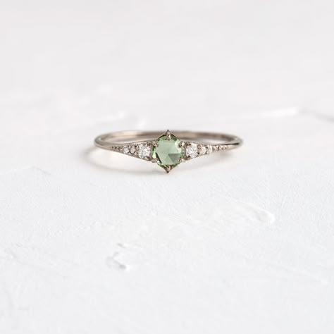 Cute Promise Rings, Green Montana, Melanie Casey, Handcrafted Engagement Ring, White Blouses, Cute Engagement Rings, Green Ring, Green Rings, Simple Engagement Rings