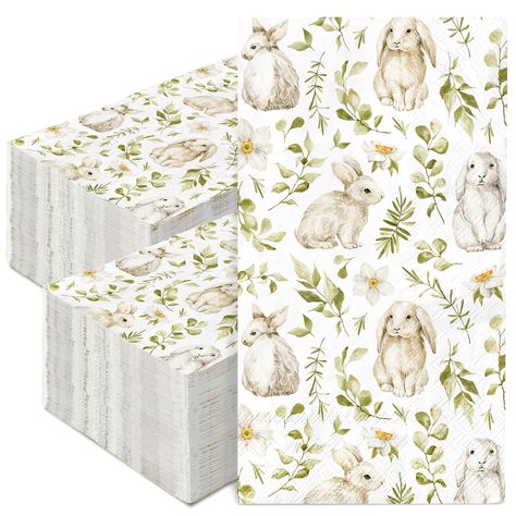 Amazon.com: AnyDesign 50Pcs Easter Guest Napkins Watercolor Bunny Rabbit Paper Dinner Napkins Decorative Disposable Hand Napkins for Spring Party Tableware Supplies : Health & Household