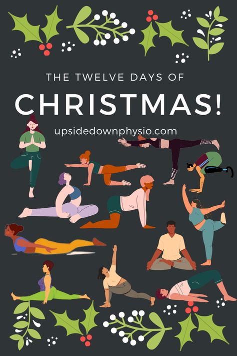 Over the next 12 days we'll be exploring various yoga poses inspired by the twelve days of christmas! Get into yoga before the new year, learn something for yourself and for your health! Find me at @upsidedown_physio on instagram for more! Christmas Yoga Sequence, December Yoga Themes, Christmas Yoga Poses, Audience Of One, Christmas Yoga, Yoga Christmas, Yoga Party, Yin Yoga Sequence, Before The New Year