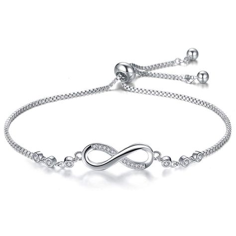 PRICES MAY VARY. Simple style:2018 new fashion infinity bracelet,no luxury exterior decoration,simple silver infinity figure eight shape.The designer hopes to bring people the most simple and stylish bracelet,meet the needs of dress matching and fashion, while still elegant gesture Design idea:A brilliant sterling silver infinity figure eight,symbolic of never ending love & friendship.The meaning behind this infinity silver anklet bracelet is actually quite beautifu—it symbolizes eternity, empow Kids Necklace, Love Bracelets, Everyday Jewelry, Adjustable Bracelet, Jewelry Party, Stainless Steel Chain, Infinity Bracelet, Silver Bracelets, Fashion Bracelets