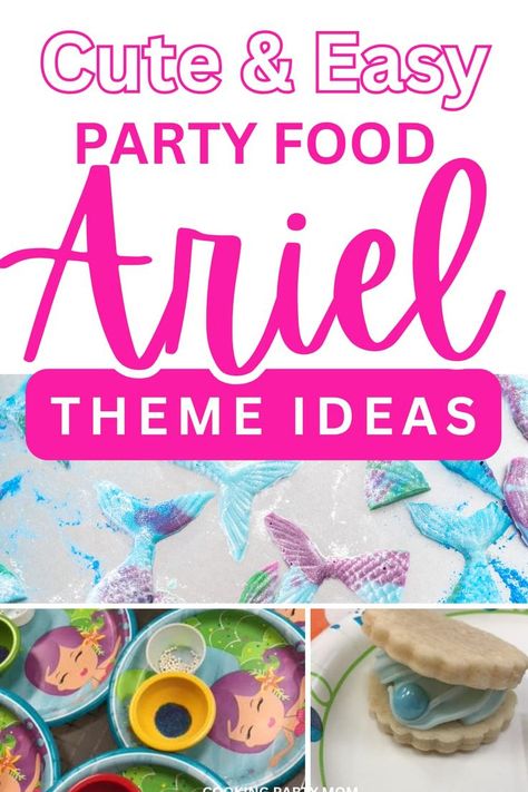 ariel theme party food Mermaid Beach Birthday Party, Ariel Party Food, Little Mermaid Birthday Party Food, Mermaid Food Ideas, Mermaid Themed Food, Little Mermaid Movie Night, Ocean Party Food, Mermaid Party Food Ideas, Birthday Party Movie Night