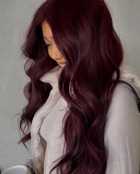 25 Cherry Cola Hair Color Ideas for 2025: Bold Brunettes, Dark Brown, and Burgundy Shades Dark Cherry Hair Color Burgundy, Deep Burgundy Highlights, Chocolate Burgundy Hair, Good Hair Colors For Pale Skin, Mulberry Hair Color, Dark Cherry Hair Color, Cola Hair Color, Chocolate Cherry Hair Color, Dark Cherry Hair