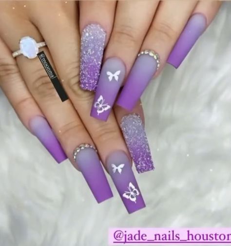 Purple Nail Art Designs, Cherry Nail Art, Aqua Nails, Purple Nail Art, Lilac Nails, Purple Acrylic Nails, Nail Designs Tutorial, Purple Nail Designs, Nails Design With Rhinestones