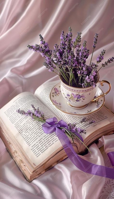 Lilac Journal Aesthetic, Lavender Book Aesthetic, Aesthetic Photo For Insta, Lavender Aesthetic Vintage, Lavender Mood Board, Purple Books Aesthetic, Lavender Purple Aesthetic, Books With Flowers, Purple Images