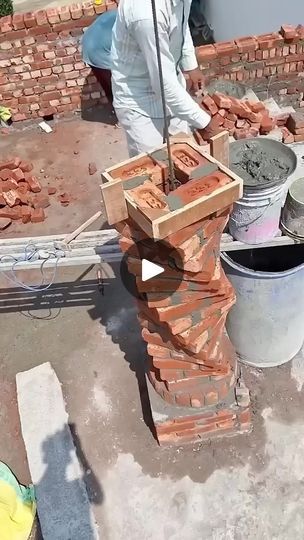 3.7M views · 330K reactions | Brick Column Design using Mould of 1 feet and using rotation of bricks in helical way to provide a Unique design to pillar. For design & Construction Contact @pascalinfratech  . . . #construction #civilengineering #civilengineer #work #brick #brickdesign #explore #explorepage #engineer #architecture #trendingreels #viral #pascalinfratech | 𝐏𝐀𝐒𝐂𝐀𝐋 𝐈𝐍𝐅𝐑𝐀𝐓𝐄𝐂𝐇 ( Mainpuri ) | DJ WLK · Beat Distorce Pancada Insigne Brick Pillars, Brick Columns, Pillar Design, Column Design, Brick Design, Unique Design, Dj, Unique Designs, Exterior