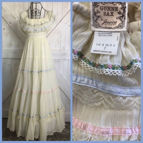 Gunne Sax Dress Vintage 70s, Gunne Sax Wedding Dress, Gunne Sax Skirt, 70s Wedding Dress, Vintage Gunne Sax Dress, Vintage Dresses For Sale, Vintage Prairie Dress, Hippie Maxi Dress, Off The Shoulder Maxi Dress