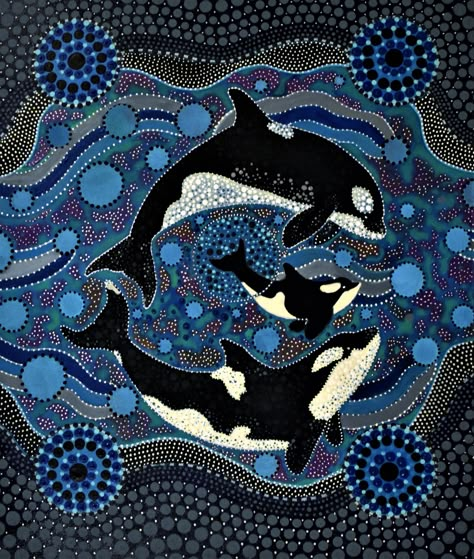 Aboriginal Art Dot Painting Animal, Folk Art Sea Creatures, Australian Dot Art, Mosaic Whale, Whale Illustration Art, Mandala Whale, Aboriginal Art Australian, Surfing Wallpaper, Albany Western Australia