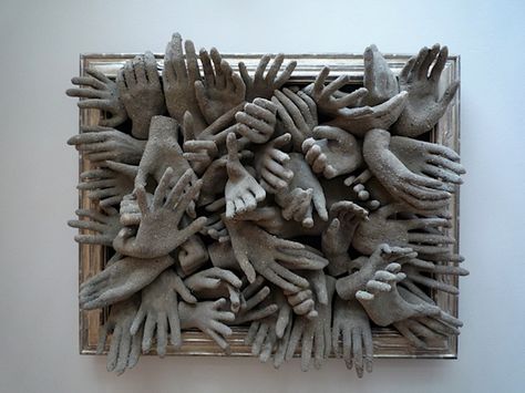 Hands Coming Out Of Wall, Creepy Sculptures, Hand Sculptures, Ceramic Hands, Creepy Hands, Hand Grabbing, Mirror Sculpture, Hands Sculpture, Creepy Hand