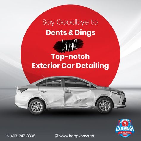 Dents and Dings are unavoidable we know! As your car gets old, problems like scratches, dings, dents and etc. surprise you every other day! However, don't worry as you can now fix them with the finest car detailing services offered by Happy Bays Car Wash and Detail Center. To know, talk to us now! Call us. 403-247-8338. Car Dent Repair, Album Layout, Maximum Effort, Car Dent, Photo Album Layout, Dent Repair, Easy Jobs, Auto Service, Profile Design