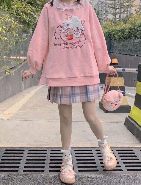 Kawaii Causal Outfits, Soft Core Outfits Aesthetic, Pastel Soft Aesthetic Outfits, Anime Core Outfits, Pink Core Outfits, Soft Core Outfit, Sanrio Core Outfits, Soft Core Outfits, Cutecore Outfit