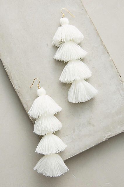 Tassel earrings Blue Drop Earrings, Earrings Ideas, Estilo Hippie, White Tassel, Anthropologie Jewelry, Womens Fashion Trends, Tassel Earrings, Diy Fashion, Beautiful Earrings