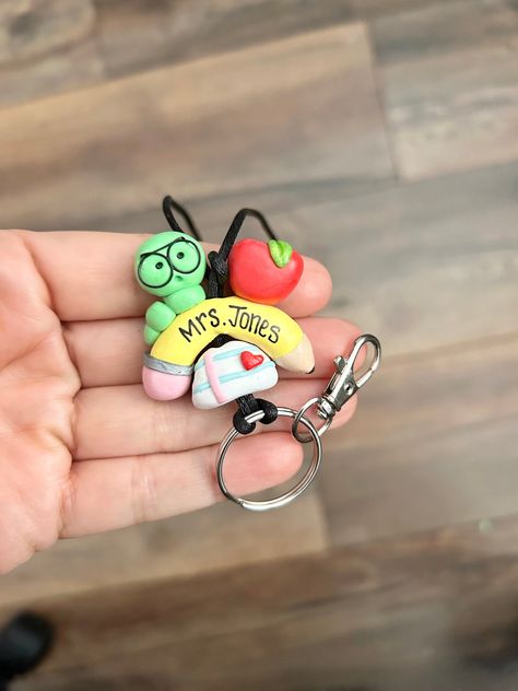 Teacher Lanyards, Camera Keychain, Unique Teachers Gift, Pencil Gift, Preschool Gifts, Teacher Badge, Teacher Lanyard, Clay Earring, Earring Ideas