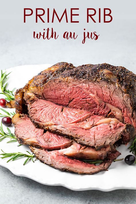 How to cook a perfectly medium rare boneless Prime Rib Recipe with Au Jus. #primerib #beef #recipe #boneless Prime Rib Roast Recipe Ovens, Boneless Prime Rib Recipe, Boneless Prime Rib, Perfect Roast Beef, Best Roast Beef, Prime Rib Roast Recipe, Roast Beef Dinner, Cooking Roast Beef, Cooking Prime Rib