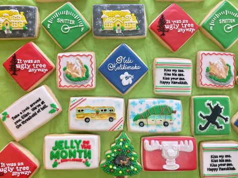 Miranda Millette- Texas Cookiers Facebook  Awesome Christmas Vacation Cookies A Christmas Story Cookies, Christmas Story Cookies, Movie Cookies, Funny Cookies, Christmas Story Movie, 80s Christmas, Cookie Decorations, Winter Cookie, Decorating Cookies