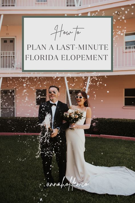 Planning A Last-Minute Florida Elopement? This guide will help you put the pieces together with tips from a Florida elopement photographer. Elope In Florida, St Augustine Florida Elopement, Florida Elopement Destinations, Palm Coast Florida, St Augustine Florida, Florida State Parks, Marriage License, Naples Florida, Civil Ceremony