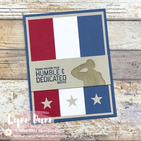 Stampin Up For Your Country Cards, Handmade Veterans Day Cards, Stampin Up Veterans Day Cards, Air Force Cards Handmade, Veterans Cards, Patriotic Christmas Cards, Stamptastic Designs, Patriotic Cards, Honor Flight