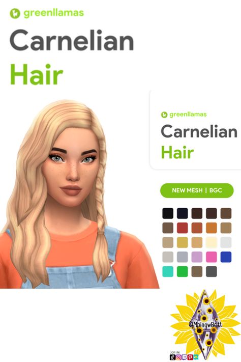 Greenllamas Sims 4 Hair, Sims 4 Cc Greenllamas, Greenllamas Cc, Green Llama Sims 4 Cc, Sims4 Cc, Sims Mods, Sims 4 Cc, Sims Cc, The Sims