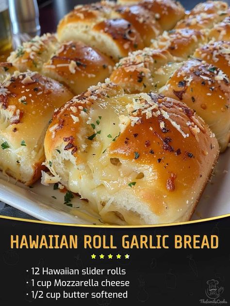 Slider Rolls, Hawaiian Roll, Snacks Ideas, Garlic Bread Recipe, Hawaiian Rolls, Bread Ingredients, Delicious Snacks Recipes, Food Recepie, Fun Baking Recipes