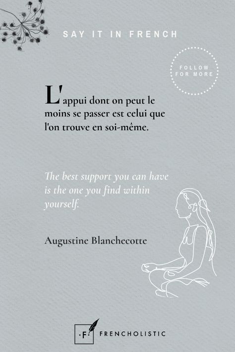 Discover beautiful and inspiring French quotes with their English translations. Looking for a French tutor to help you become fluent? Visit my website to book a lesson or access free resources. http://www.frencholistic.com/french-tutoring Follow me to discover the wonders of France in one place and let yourself be inspired by its language, fashion, history, style, culture, decor, and more! French Poems With English Translation, French Poems With Translation, French Quotes Aesthetic, French Quotes With Translation, Quotes In French, French Poetry, Learn French Fast, French Poems, Learn French Beginner