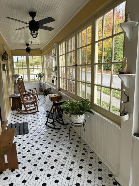 Screened In Porch To Sunroom, Sunroom Conversion, Porch To Sunroom Conversion, Enclosed Front Porch Ideas, Small Enclosed Porch, Glassed In Porches, Porch To Sunroom, Screened Front Porches, Closed In Porch