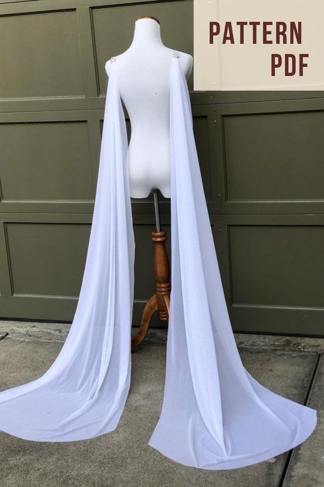 Tulle Wedding Wings DIY Tutorial: Easy Guide to Make a Long Cathedral Cape with No Sew Sleeves for Medieval Cosplay Costume Sew Sleeves, Wedding Gown Patterns, Wings Diy, Unique Sewing Patterns, Medieval Cosplay, Diy Wings, Beginner Sewing Patterns, Diy Wedding Dress, Wedding Dress Patterns