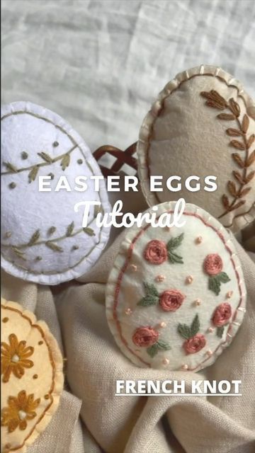 Embroidered Easter Eggs, Easter Embroidery Ideas, Wholesome Hobbies, Easter Egg Embroidery, Felt Easter Eggs, Felt Easter Crafts, Backyard Crafts, Easter Felt, Embroidery Ornaments