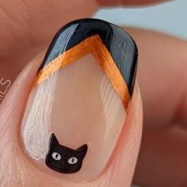 Halloween Nails Black Cat, Halloween Nails Black, Video Nail, Nail Video, Black French Tips, Cat Tutorial, Rose Colored Glasses, Cat Nails, Cat Top