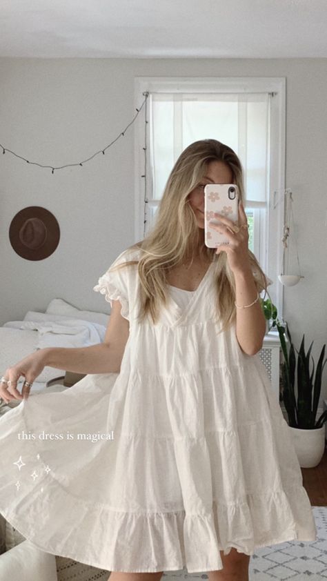 Angelic Outfits, Cheap White Dress, White Flowy Dress, Airy Dress, Basic Dress, Cool Street Fashion, Flowy Dress, White Outfits, Spring Summer Outfits