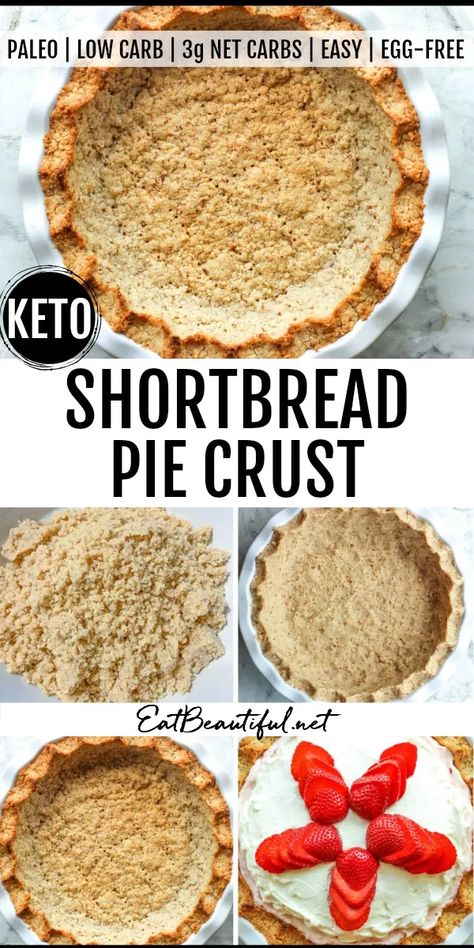 Keto Shortbread Pie Crust (Paleo, egg-free) Keto Cookie Pie Crust, Keto Shortbread Crust, Keto Pie Crust Recipes, Shortbread Pie, Keto Pie Crust, Keto Crust, Shortbread Pie Crust, Keto Shortbread, Keto Pies