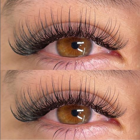 Lash Extensions Brown, Brown Lash Extensions, Wispy Hybrid, Aesthetic Lashes, Extension Lashes, Classic Lash Extensions, Lash Trays, Eye Lash Extensions, Makeup Tiktok