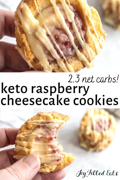 Raspberry Cheesecake Cookies - Keto, Low Carb, EASY - Joy Filled Eats Joy Filled Eats Keto, Keto Raspberry Desserts, Low Carb Picnic Food Ideas, Keto Raspberry Cheesecake, Keto Raspberry, Raspberry Cheesecake Cookies, Cheesecake Cookies Recipes, Cheesecake Cookie, Keto Treats