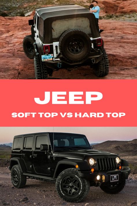 One of the core decisions you'll have to make when buying a Jeep Wrangler is if you should go with a soft-top or hardtop. Each come with their fair share of pros and cons. Jeep Soft Top, Jeep Wrangler Tops, Jeep Wrangler Soft Top, Jeep Builds, Soft Tops, Pros And Cons, Jeep Wrangler, Jeep, Suv Car