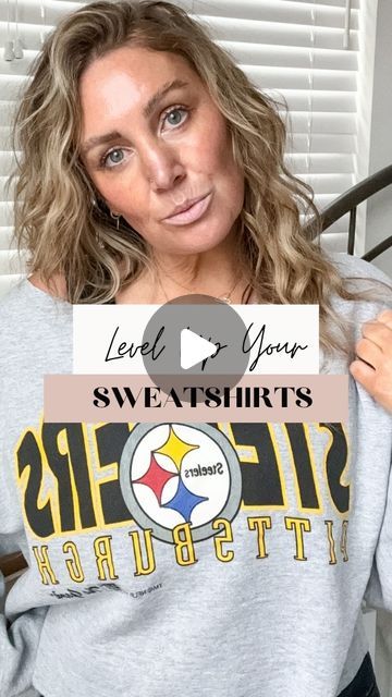 Ways To Style A Crewneck Sweatshirt, Sweatshirt Too Big, Crew Neck To V Neck Diy No Sew, Distress Sweatshirt Diy, Styling A Crew Neck Sweatshirt, Diy Off Shoulder Sweatshirt, Dressing Up A Sweatshirt, How To Cut A Sweatshirt Off The Shoulder, How To Crop A Sweatshirt